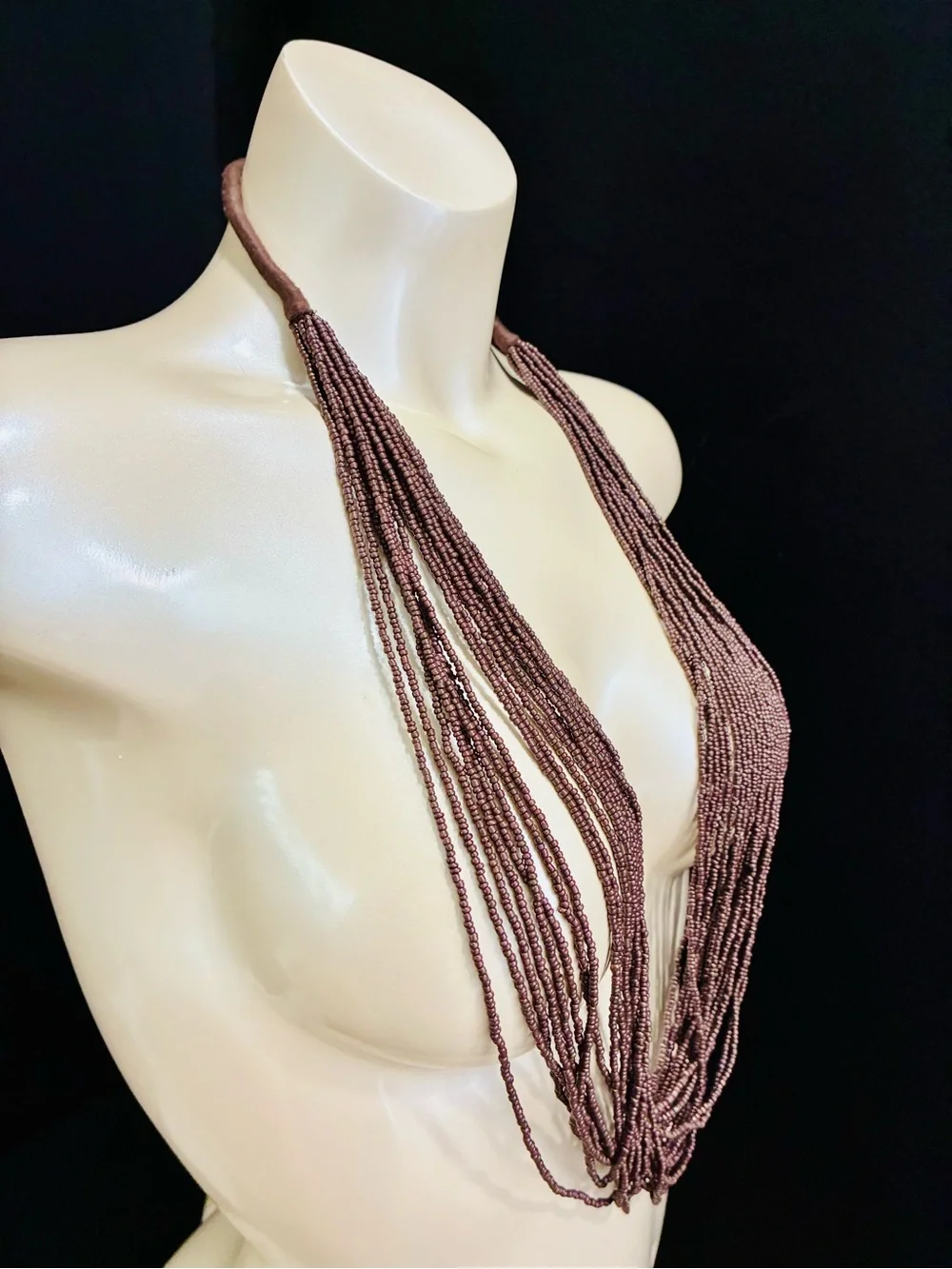 Brown Multi-Strand Beaded Necklace - Contemporary Women’s Jewelry